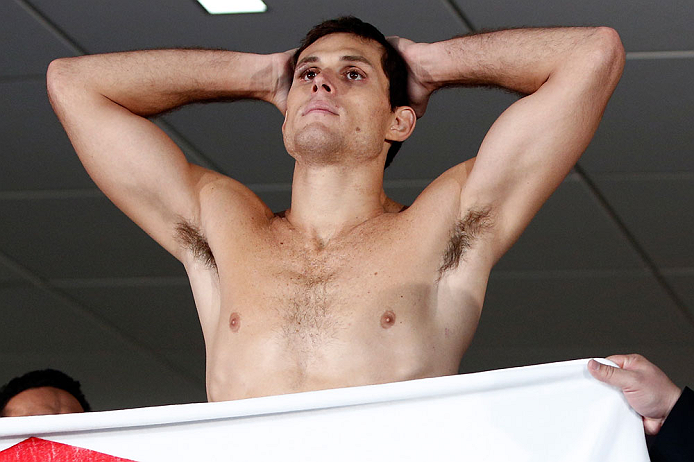 OKLAHOMA CITY, OK - JANUARY 11:  Roger Gracie weighs in during the Strikeforce weigh-in event on January 11, 2013 at Chesapeake Energy Arena in Oklahoma City, Oklahoma. (Photo by Esther Lin/Forza LLC/Forza LLC via Getty Images)