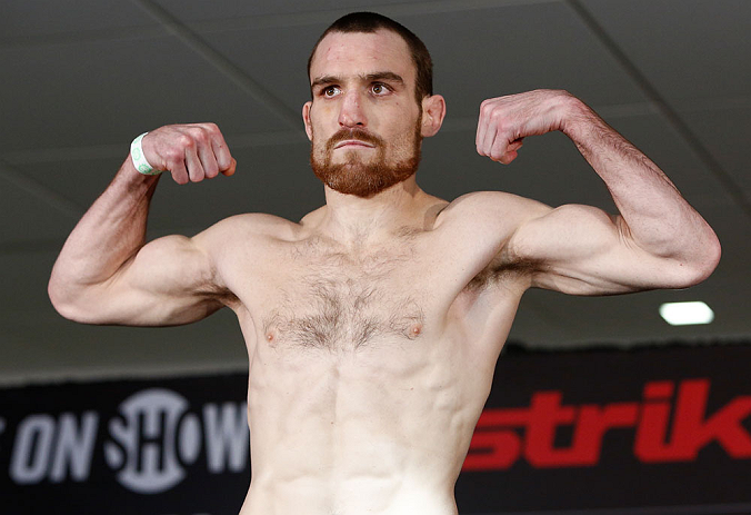 OKLAHOMA CITY, OK - JANUARY 11: Pat Healy weighs in during the Strikeforce weigh-in event on January 11, 2013 at Chesapeake Energy Arena in Oklahoma City, Oklahoma. (Photo by Esther Lin/Forza LLC/Forza LLC via Getty Images)