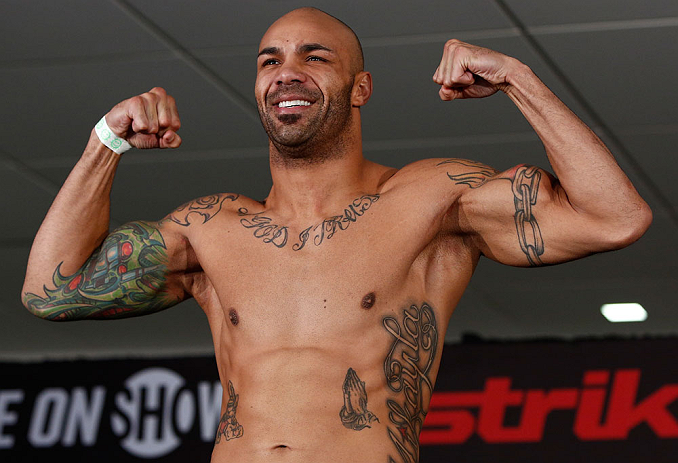OKLAHOMA CITY, OK - JANUARY 11: Mike Kyle weighs in during the Strikeforce weigh-in event on January 11, 2013 at Chesapeake Energy Arena in Oklahoma City, Oklahoma. (Photo by Esther Lin/Forza LLC/Forza LLC via Getty Images)