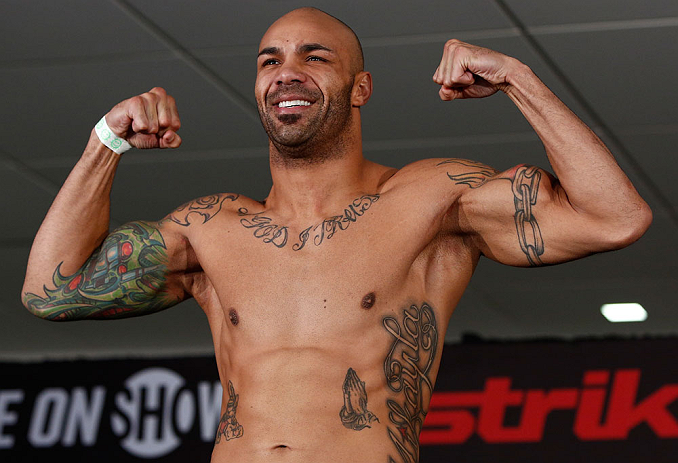 OKLAHOMA CITY, OK - JANUARY 11:  Mike Kyle weighs in during the Strikeforce weigh-in event on January 11, 2013 at Chesapeake Energy Arena in Oklahoma City, Oklahoma. (Photo by Esther Lin/Forza LLC/Forza LLC via Getty Images)