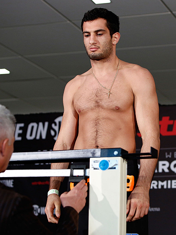 OKLAHOMA CITY, OK - JANUARY 11: Gegard Mousasi weighs in during the Strikeforce weigh-in event on January 11, 2013 at Chesapeake Energy Arena in Oklahoma City, Oklahoma. (Photo by Esther Lin/Forza LLC/Forza LLC via Getty Images)