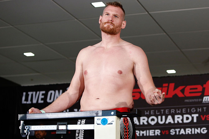 OKLAHOMA CITY, OK - JANUARY 11:  Josh Barnett weighs in during the Strikeforce weigh-in event on January 11, 2013 at Chesapeake Energy Arena in Oklahoma City, Oklahoma. (Photo by Esther Lin/Forza LLC/Forza LLC via Getty Images)