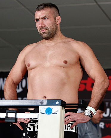 OKLAHOMA CITY, OK - JANUARY 11:  Dion Staring weighs in during the Strikeforce weigh-in event on January 11, 2013 at Chesapeake Energy Arena in Oklahoma City, Oklahoma. (Photo by Esther Lin/Forza LLC/Forza LLC via Getty Images)