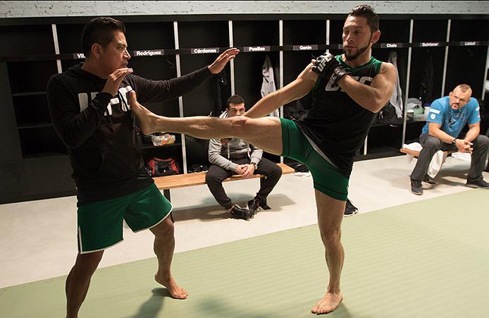 BUENOS AIRES, ARGENTINA - MAY 20:  Santiago Cardenas warms up before facing Pablo Sabori during the filming of The Ultimate Fighter Latin America: Team Liddell vs Team Griffin on May 20, 2016 in Buenos Aires, Argentina. (Photo by Gabriel Rossi/Zuffa LLC/Z