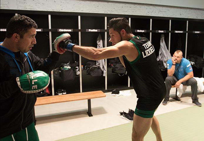 BUENOS AIRES, ARGENTINA - MAY 20:  Santiago Cardenas warms up before facing Pablo Sabori during the filming of The Ultimate Fighter Latin America: Team Liddell vs Team Griffin on May 20, 2016 in Buenos Aires, Argentina. (Photo by Gabriel Rossi/Zuffa LLC/Z