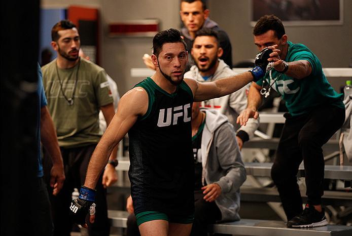 BUENOS AIRES, ARGENTINA - MAY 20: Santiago Cardenas prepares to enter the Octagon before facing Pablo Sabori during the filming of The Ultimate Fighter Latin America: Team Liddell vs Team Griffin on May 20, 2016 in Buenos Aires, Argentina. (Photo by Gabr