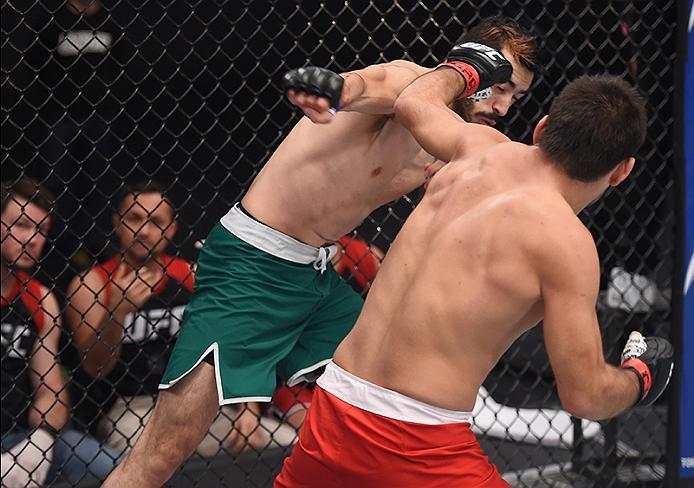 BUENOS AIRES, ARGENTINA - MAY 24: (R-L) Walter Zamora punches John Bedoya during the filming of The Ultimate Fighter Latin America: Team Liddell vs Team Griffin on May 24, 2016 in Buenos Aires, Argentina. (Photo by Amilcar Orfali/Zuffa LLC/Zuffa LLC via
