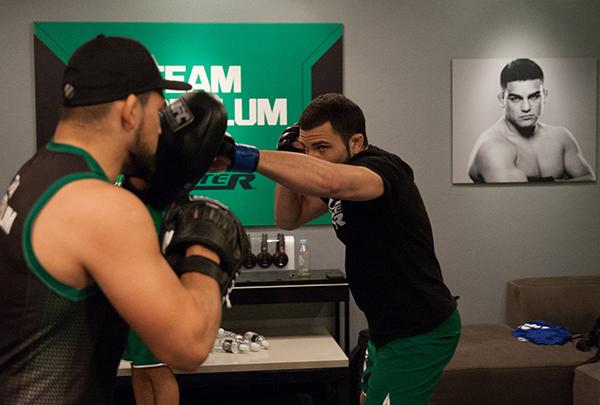 LAS VEGAS, NV - APRIL 3: Enrique Marin warms up before facing Kevin Mendinilla during the filming of The Ultimate Fighter Latin America: Team Gastelum vs Team Escudero on April 3, 2015 in Las Vegas, Nevada. (Photo by Brandon Magnus/Zuffa LLC/Zuffa LLC v
