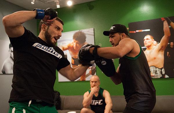 LAS VEGAS, NV - APRIL 3: Enrique Marin warms up before facing Kevin Mendinilla during the filming of The Ultimate Fighter Latin America: Team Gastelum vs Team Escudero on April 3, 2015 in Las Vegas, Nevada. (Photo by Brandon Magnus/Zuffa LLC/Zuffa LLC v