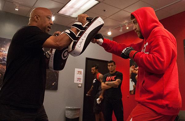 LAS VEGAS, NV - APRIL 3: Kevin Mendinilla warms up before facing Enrique Marin during the filming of The Ultimate Fighter Latin America: Team Gastelum vs Team Escudero on April 3, 2015 in Las Vegas, Nevada. (Photo by Brandon Magnus/Zuffa LLC/Zuffa LLC v