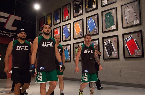 LAS VEGAS, NV - APRIL 3: Enrique Marin prepares to enter the Octagon before facing Kevin Mendinilla during the filming of The Ultimate Fighter Latin America: Team Gastelum vs Team Escudero on April 3, 2015 in Las Vegas, Nevada. (Photo by Brandon Magnus/