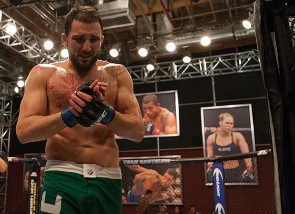 LAS VEGAS, NV - APRIL 3: Enrique Marin reacts after his victory over Kevin Mendinilla during the filming of The Ultimate Fighter Latin America: Team Gastelum vs Team Escudero on April 3, 2015 in Las Vegas, Nevada. (Photo by Brandon Magnus/Zuffa LLC/Zuff