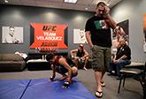 LAS VEGAS, NV - MAY 30: Team Velasquez fighter Yair Rodriguez warms up before facing team Werdum fighter Humberto Brown in their preliminary fight during filming of The Ultimate Fighter Latin America on May 30, 2014 in Las Vegas, Nevada. (Photo by Jeff B