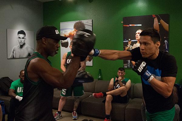 LAS VEGAS, NV - APRIL 14: Christhian Soto warms up before facing Polo Reyes during the filming of The Ultimate Fighter Latin America: Team Gastelum vs Team Escudero on April 14, 2015 in Las Vegas, Nevada. (Photo by Brandon Magnus/Zuffa LLC/Zuffa LLC via
