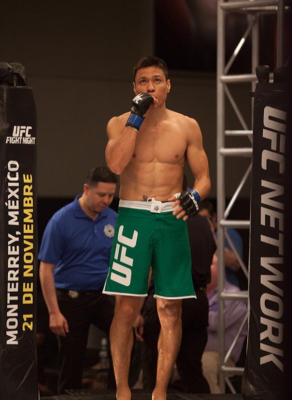 LAS VEGAS, NV - APRIL 14: Christhian Soto enters the Octagon before facing Polo Reyes during the filming of The Ultimate Fighter Latin America: Team Gastelum vs Team Escudero on April 14, 2015 in Las Vegas, Nevada. (Photo by Brandon Magnus/Zuffa LLC/Zuf