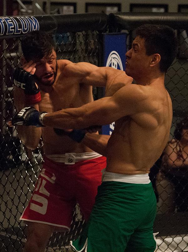 LAS VEGAS, NV - APRIL 14:  (L-R) Polo Reyes punches Christhian Soto during the filming of The Ultimate Fighter Latin America: Team Gastelum vs Team Escudero  on April 14, 2015 in Las Vegas, Nevada. (Photo by Brandon Magnus/Zuffa LLC/Zuffa LLC via Getty Im