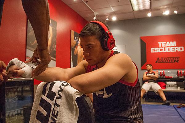 LAS VEGAS, NV - APRIL 14: Vernon Ramos gets his hands wrapped before facing Wilmer Fernandez during the filming of The Ultimate Fighter Latin America: Team Gastelum vs Team Escudero on April 14, 2015 in Las Vegas, Nevada. (Photo by Brandon Magnus/Zuffa