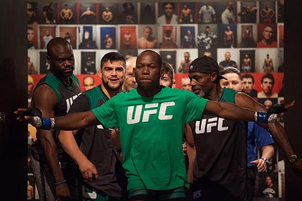 LAS VEGAS, NV - APRIL 14: Wilmer Fernandez prepares to enter the Octagon before facing Vernon Ramos during the filming of The Ultimate Fighter Latin America: Team Gastelum vs Team Escudero on April 14, 2015 in Las Vegas, Nevada. (Photo by Brandon Magnus