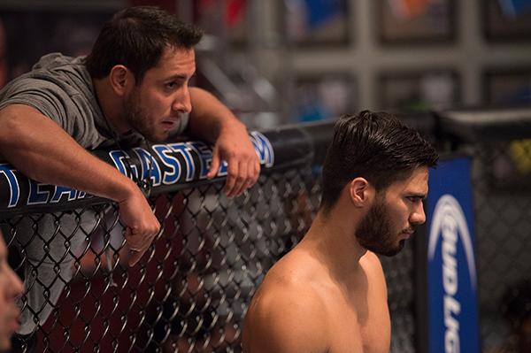 LAS VEGAS, NV - APRIL 21: Horacio Gutrierrez prepares for the round to begin before facing Polo Reyes in their semi-finals fight during the filming of The Ultimate Fighter Latin America: Team Gastelum vs Team Escudero on April 21, 2015 in Las Vegas, Neva