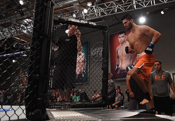 LAS VEGAS, NV - APRIL 21: Horacio Gutrierrez enters the Octagon before facing Polo Reyes in their semi-finals fight during the filming of The Ultimate Fighter Latin America: Team Gastelum vs Team Escudero on April 21, 2015 in Las Vegas, Nevada. (Photo by