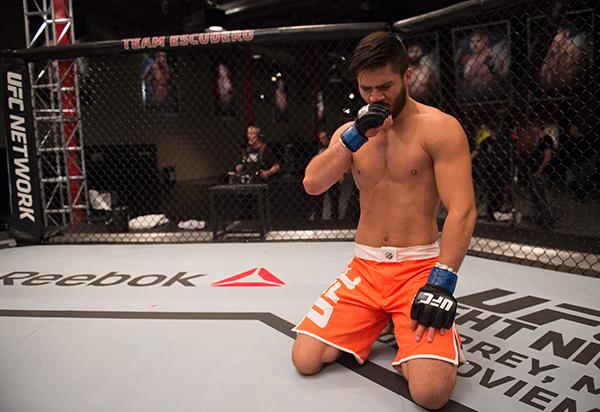LAS VEGAS, NV - APRIL 21: Horacio Gutrierrez celebrates his victory over Polo Reyes in their semi-finals fight during the filming of The Ultimate Fighter Latin America: Team Gastelum vs Team Escudero on April 21, 2015 in Las Vegas, Nevada. (Photo by Bran
