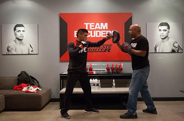 LAS VEGAS, NV - APRIL 7: Enrique Barzola warms up before facing Jonathan Ortega during the filming of The Ultimate Fighter Latin America: Team Gastelum vs Team Escudero on April 7, 2015 in Las Vegas, Nevada. (Photo by Brandon Magnus/Zuffa LLC/Zuffa LLC