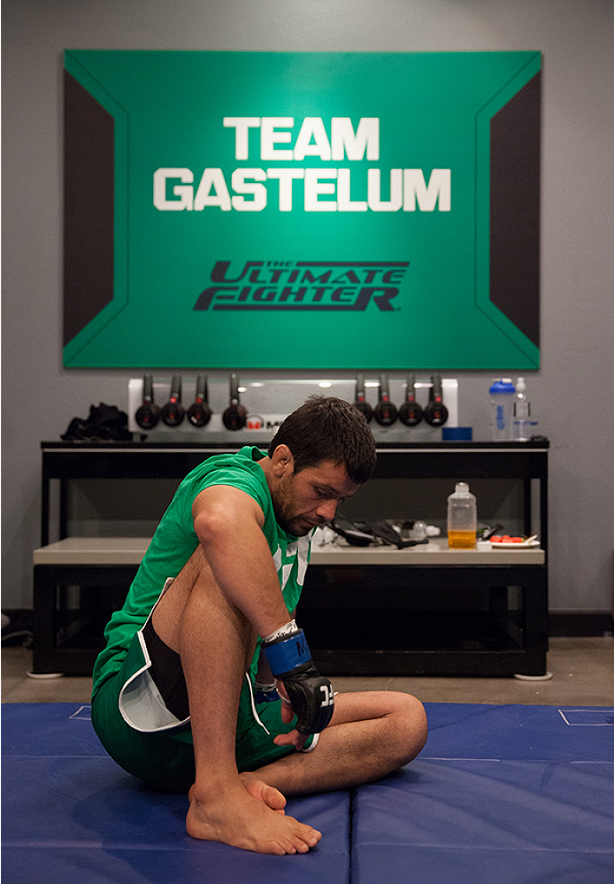 LAS VEGAS, NV - APRIL 7: Jonathan Ortega warms up before facing Enrique Barzola during the filming of The Ultimate Fighter Latin America: Team Gastelum vs Team Escudero on April 7, 2015 in Las Vegas, Nevada. (Photo by Brandon Magnus/Zuffa LLC/Zuffa LLC