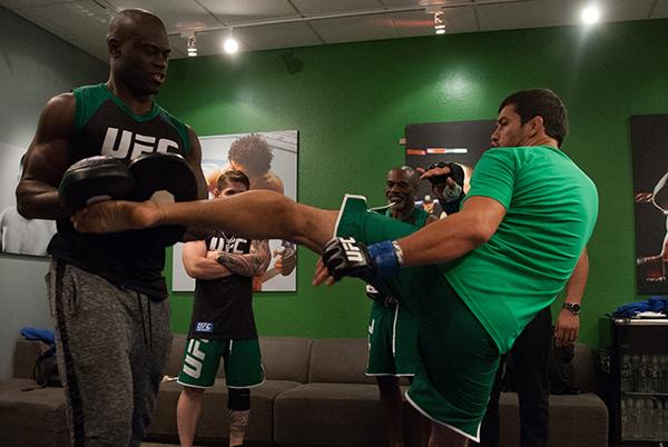 LAS VEGAS, NV - APRIL 7: Jonathan Ortega warms up before facing Enrique Barzola during the filming of The Ultimate Fighter Latin America: Team Gastelum vs Team Escudero on April 7, 2015 in Las Vegas, Nevada. (Photo by Brandon Magnus/Zuffa LLC/Zuffa LLC