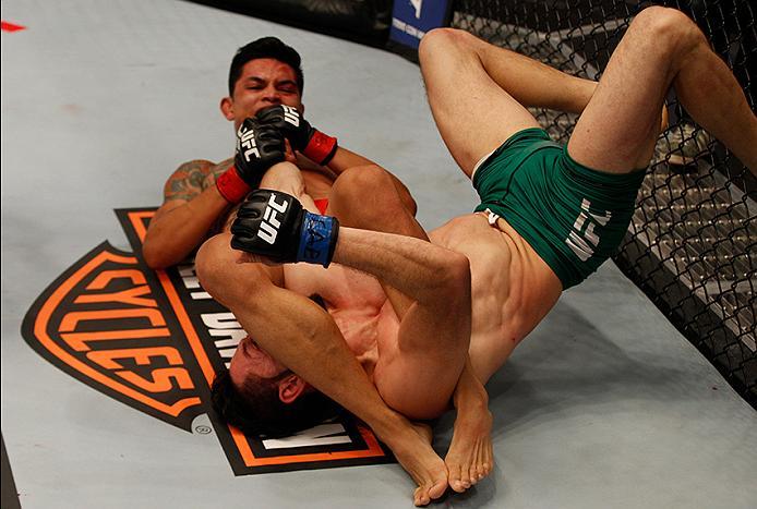 BUENOS AIRES, ARGENTINA - MAY 20: (L-R) Pablo Sabori submits Santiago Cardenas during the filming of The Ultimate Fighter Latin America: Team Liddell vs Team Griffin on May 20, 2016 in Buenos Aires, Argentina. (Photo by Gabriel Rossi/Zuffa LLC/Zuffa LLC