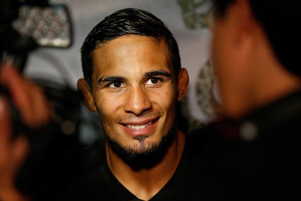 MEXICO CITY, MEXICO - NOVEMBER 13: Dennis Bermudez of the United States interacts with media during the UFC 180 Ultimate Media Day at the Camino Real Polanco Mexico hotel on November 13, 2014 in Mexico City, Mexico. (Photo by Josh Hedges/Zuffa LLC/Zuffa L