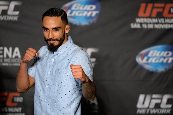 MEXICO CITY, MEXICO - NOVEMBER 13: Jose Quinonez poses for the media during the UFC 180 Ultimate Media Day at the Camino Real Polanco Mexico on November 13, 2014 in Mexico City, Mexico. (Photo by Jeff Bottari/Zuffa LLC/Zuffa LLC via Getty Images)