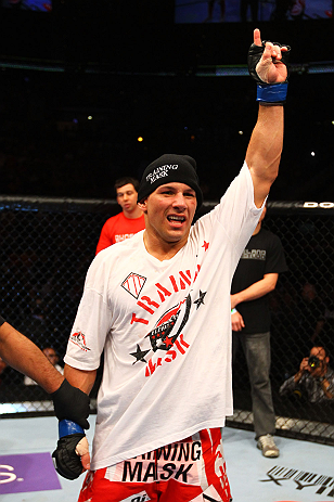 ATLANTA, GA - APRIL 21: Chris Clements celebrates defeating Keith Wisniewski by split decision during their welterweight bout for UFC 145 at Philips Arena on April 21, 2012 in Atlanta, Georgia. (Photo by Al Bello/Zuffa LLC/Zuffa LLC via Getty Images)