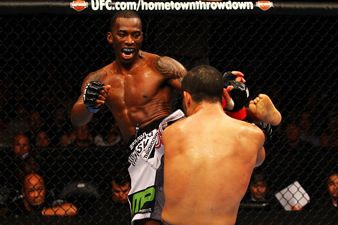 ATLANTA, GA - APRIL 21: Anthony Njokuani (L) kicks John Makdessi during their lightweight bout for UFC 145 at Philips Arena on April 21, 2012 in Atlanta, Georgia. (Photo by Al Bello/Zuffa LLC/Zuffa LLC via Getty Images)