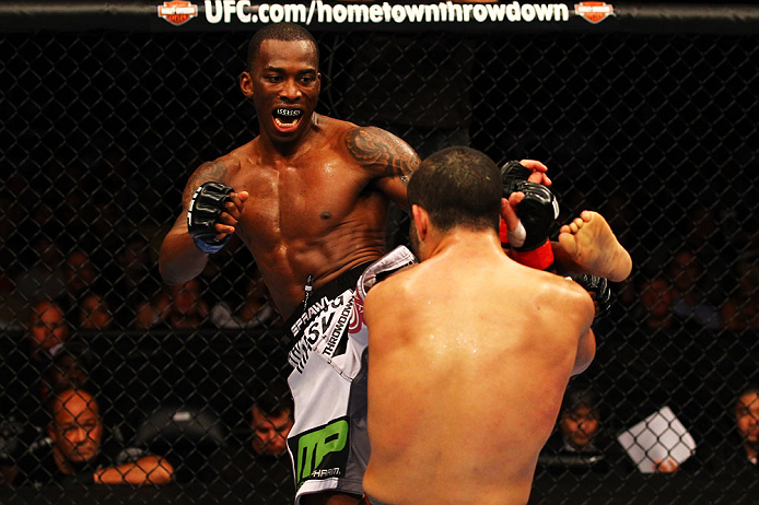 ATLANTA, GA - APRIL 21:  Anthony Njokuani (L) kicks John Makdessi during their lightweight bout for UFC 145 at Philips Arena on April 21, 2012 in Atlanta, Georgia.  (Photo by Al Bello/Zuffa LLC/Zuffa LLC via Getty Images)