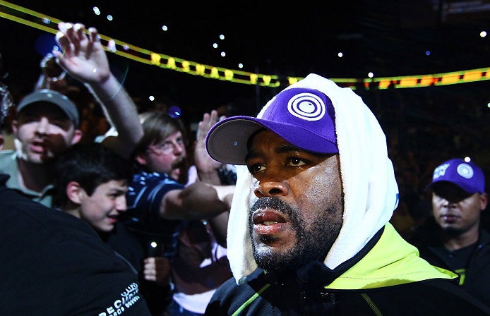 ATLANTA, GA - APRIL 21: Rashad Evans arrives for his light heavyweight title bout against Jon Jones for UFC 145 at Philips Arena on April 21, 2012 in Atlanta, Georgia. (Photo by Al Bello/Zuffa LLC/Zuffa LLC via Getty Images)