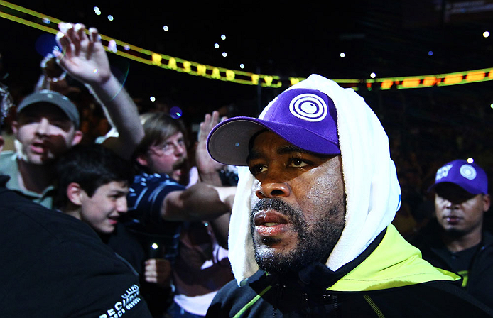 ATLANTA, GA - APRIL 21:  Rashad Evans arrives for his light heavyweight title bout against Jon Jones for UFC 145 at Philips Arena on April 21, 2012 in Atlanta, Georgia.  (Photo by Al Bello/Zuffa LLC/Zuffa LLC via Getty Images)