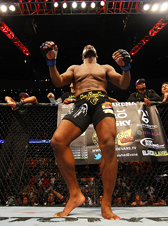 ATLANTA, GA - APRIL 21: Rashad Evans prepares for his light heavyweight title bout with Jon Jones for UFC 145 at Philips Arena on April 21, 2012 in Atlanta, Georgia. (Photo by Al Bello/Zuffa LLC/Zuffa LLC via Getty Images)