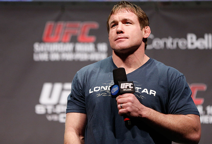 MONTREAL, QC - MARCH 15: Matt Hughes interacts with fans during a Q&A session before the UFC 158 weigh-in at Bell Centre on March 15, 2013 in Montreal, Quebec, Canada. (Photo by Josh Hedges/Zuffa LLC/Zuffa LLC via Getty Images)