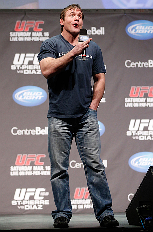 MONTREAL, QC - MARCH 15: Matt Hughes interacts with fans during a Q&A session before the UFC 158 weigh-in at Bell Centre on March 15, 2013 in Montreal, Quebec, Canada. (Photo by Josh Hedges/Zuffa LLC/Zuffa LLC via Getty Images)