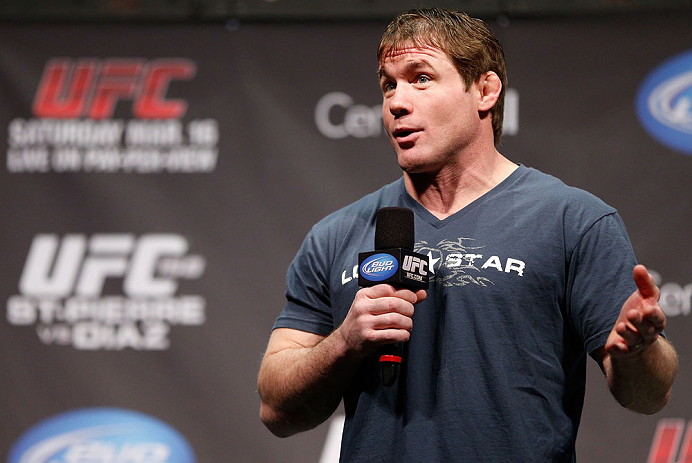 MONTREAL, QC - MARCH 15: Matt Hughes interacts with fans during a Q&A session before the UFC 158 weigh-in at Bell Centre on March 15, 2013 in Montreal, Quebec, Canada. (Photo by Josh Hedges/Zuffa LLC/Zuffa LLC via Getty Images)