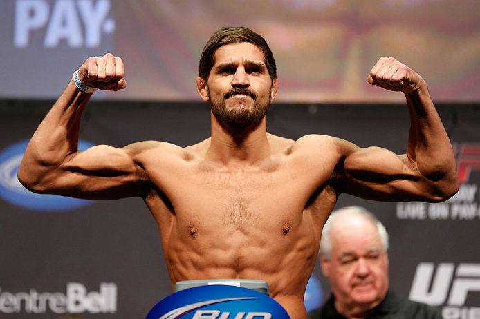 MONTREAL, QC - MARCH 15: Patrick Cote weighs in during the UFC 158 weigh-in at Bell Centre on March 15, 2013 in Montreal, Quebec, Canada.  (Photo by Josh Hedges/Zuffa LLC/Zuffa LLC via Getty Images)