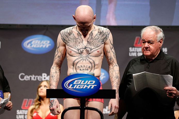 MONTREAL, QC - MARCH 15: Colin "Freakshow" Fletcher weighs in during the UFC 158 weigh-in at Bell Centre on March 15, 2013 in Montreal, Quebec, Canada. (Photo by Josh Hedges/Zuffa LLC/Zuffa LLC via Getty Images) *** Loal Caption *** Colin Fletcher