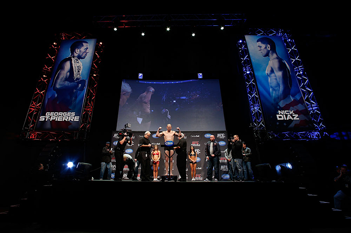 MONTREAL, QC - MARCH 15: Nate Marquardt weighs in during the UFC 158 weigh-in at Bell Centre on March 15, 2013 in Montreal, Quebec, Canada. (Photo by Josh Hedges/Zuffa LLC/Zuffa LLC via Getty Images)