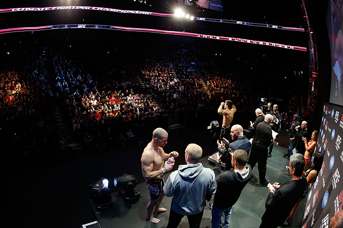 MONTREAL, QC - MARCH 15: Jake Ellenberger weighs in during the UFC 158 weigh-in at Bell Centre on March 15, 2013 in Montreal, Quebec, Canada. (Photo by Josh Hedges/Zuffa LLC/Zuffa LLC via Getty Images)