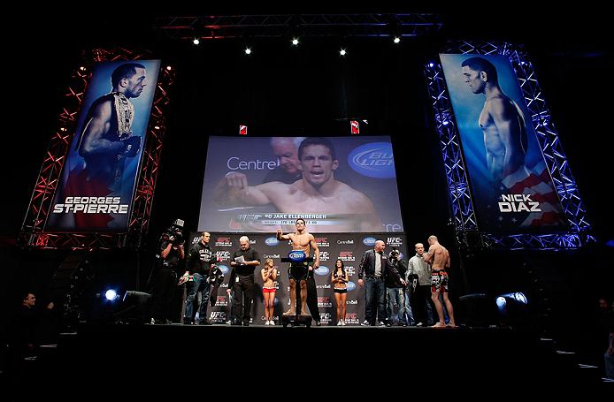 MONTREAL, QC - MARCH 15: Jake Ellenberger weighs in during the UFC 158 weigh-in at Bell Centre on March 15, 2013 in Montreal, Quebec, Canada. (Photo by Josh Hedges/Zuffa LLC/Zuffa LLC via Getty Images)