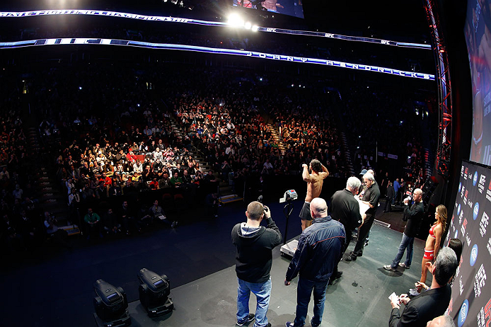 MONTREAL, QC - MARCH 15: Johny Hendricks weighs in during the UFC 158 weigh-in at Bell Centre on March 15, 2013 in Montreal, Quebec, Canada. (Photo by Josh Hedges/Zuffa LLC/Zuffa LLC via Getty Images)