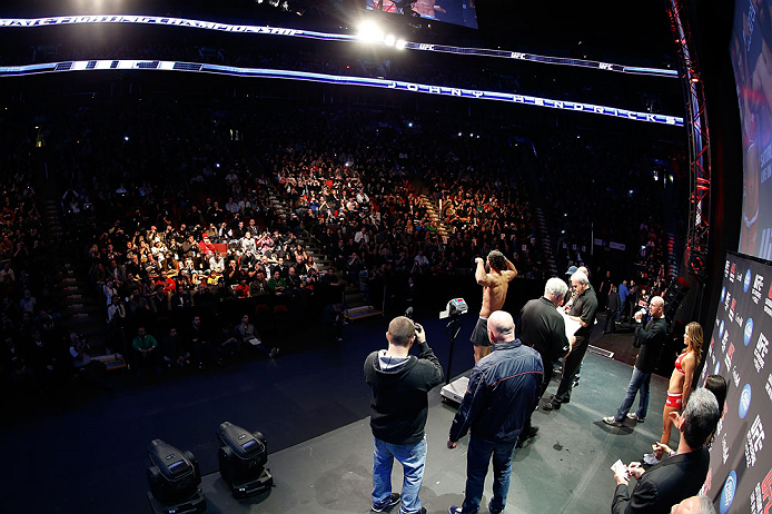 MONTREAL, QC - MARCH 15:  Johny Hendricks weighs in during the UFC 158 weigh-in at Bell Centre on March 15, 2013 in Montreal, Quebec, Canada.  (Photo by Josh Hedges/Zuffa LLC/Zuffa LLC via Getty Images)