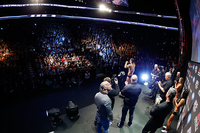 MONTREAL, QC - MARCH 15:  Nick Diaz weighs in during the UFC 158 weigh-in at Bell Centre on March 15, 2013 in Montreal, Quebec, Canada.  (Photo by Josh Hedges/Zuffa LLC/Zuffa LLC via Getty Images)