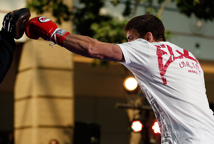 WINNIPEG, CANADA - JUNE 12: Sam Stout holds an open workout session for fans and media at Portage Place on June 12, 2013 in Winnipeg, Manitoba, Canada. (Photo by Josh Hedges/Zuffa LLC/Zuffa LLC via Getty Images)