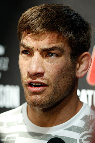 WINNIPEG, CANADA - JUNE 12: Sam Stout interacts with media at Portage Place on June 12, 2013 in Winnipeg, Manitoba, Canada. (Photo by Josh Hedges/Zuffa LLC/Zuffa LLC via Getty Images)